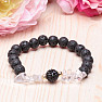 Lava stone bracelet with crystal with black bead