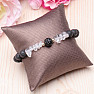 Lava stone bracelet with crystal with black bead