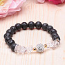 Lava stone bracelet with crystal with silver bead