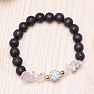 Lava stone bracelet with crystal with silver bead