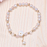 Women's pearl bracelet with rose quartz