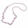 Luxurious elastic bracelet made of beads and smoothed pieces of rose quartz