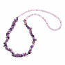 Luxurious elastic bracelet made of beads and polished pieces of amethyst