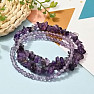 Luxurious elastic bracelet made of beads and polished pieces of amethyst