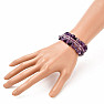 Luxurious elastic bracelet made of beads and polished pieces of amethyst