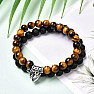 Bracelets for couples made of lava beads and tiger's eye