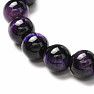 Bracelets for couples made of lava beads and purple tiger's eye