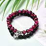 Lava bead and dark pink tiger eye bracelets for couples