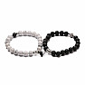 Bracelets for couples made of white howlite and cubic zirconia lava