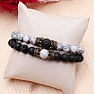 Howlite and Lava Bead Couples Bracelets Brass Color Crowns