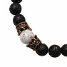 Howlite and Lava Bead Couples Bracelets Brass Color Crowns