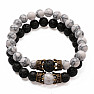 Howlite and Lava Bead Couples Bracelets Brass Color Crowns