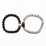 Howlite Lava Bead Couples Bracelets Rose Gold Color Crowns