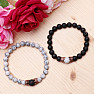 Howlite Lava Bead Couples Bracelets Rose Gold Color Crowns