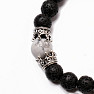 Bracelets for couples of howlite and lava beads Silver-colored crowns