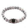 Bracelets for couples of howlite and lava beads Silver-colored crowns