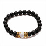 Howlite and Lava Bead Couples Bracelets Gold Color Crowns