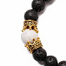 Howlite and Lava Bead Couples Bracelets Gold Color Crowns