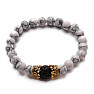 Howlite and Lava Bead Couples Bracelets Gold Color Crowns