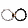 Howlite and Lava Bead Couples Bracelets Gold Color Crowns