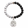 Howlite white and lava bracelet with large Tree of Life