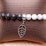 Howlit white and lava bracelet with leaf