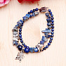 Lapis lazuli double bracelet with butterflies 19 cm