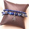 Lapis lazuli double bracelet with butterflies 19 cm