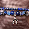 Lapis lazuli double bracelet with butterflies 19 cm