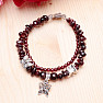 Garnet double bracelet with butterflies 19 cm