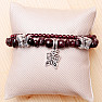 Garnet double bracelet with butterflies 19 cm