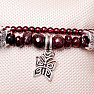 Garnet double bracelet with butterflies 19 cm