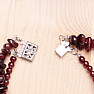 Garnet double bracelet with butterflies 19 cm