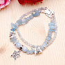 Aquamarine double bracelet with butterflies 19 cm