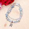 Aquamarine double bracelet with butterflies 19 cm