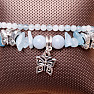 Aquamarine double bracelet with butterflies 19 cm