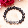 Lava stone bracelet in Tibetan style with lotus flower