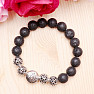 Lava stone bracelet in Tibetan style with lotus flower