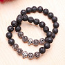 Lava stone bracelet in Tibetan style with skull