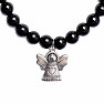 Obsidian bracelet with a mix of semi-precious stones and an angel