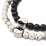 Yin and Yang howlite and lava pull bracelet set