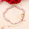 Rose quartz and white pearl bracelet