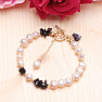 White pearl and obsidian bracelet