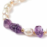 White pearl bracelet with amethyst and butterfly