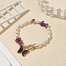 White pearl bracelet with amethyst and butterfly