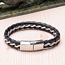 Men's leather bracelet combined with stainless steel