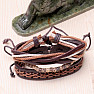 Set of four fashionable eco leather and wood unisex bracelets