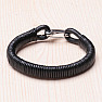 Men's black leather bracelet with stainless steel clasp