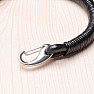 Men's black leather bracelet with stainless steel clasp