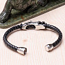 Men's black leather bracelet with a stainless steel dragon